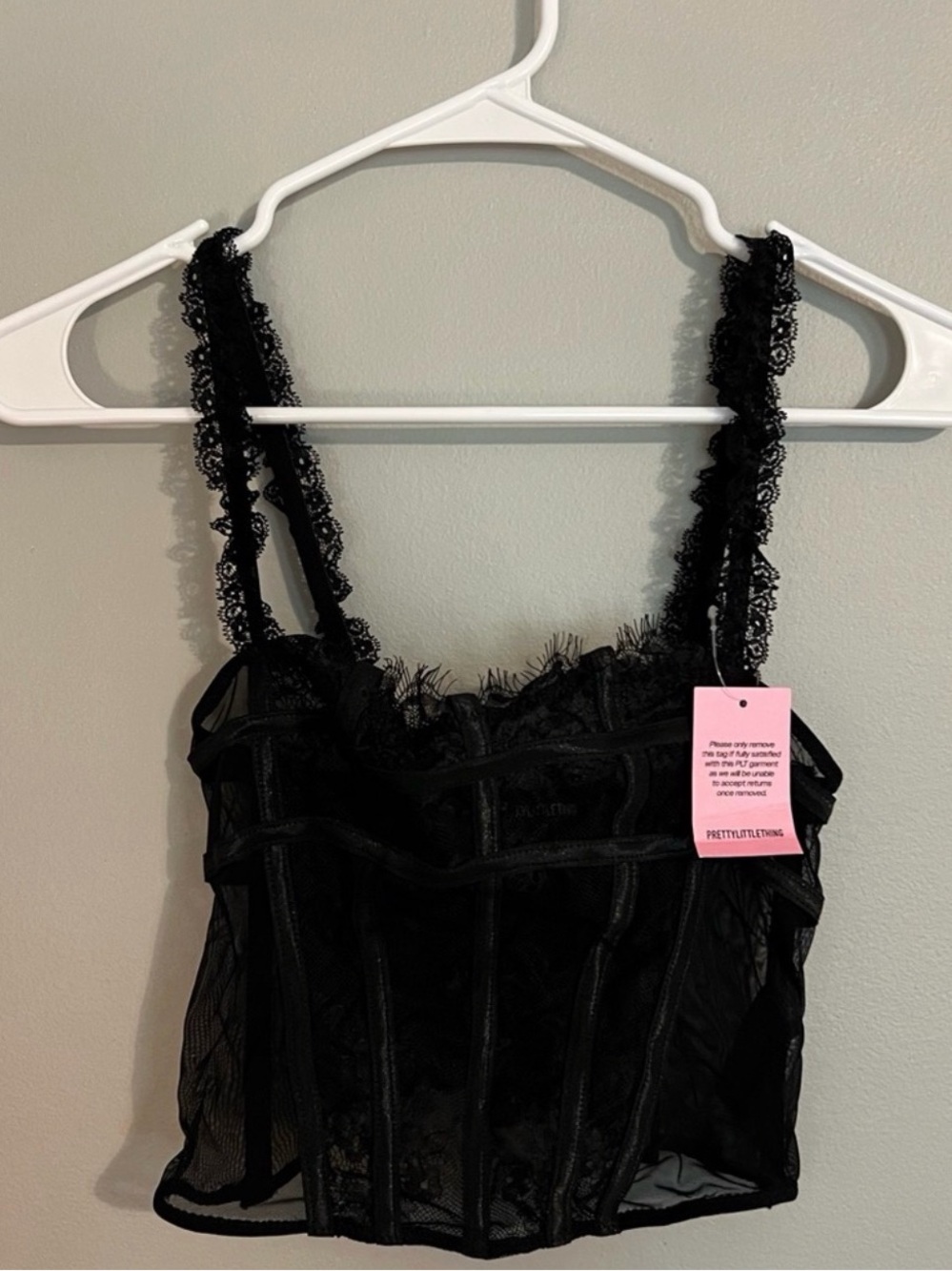 PrettyLittleThing Black Lace Corset Tank